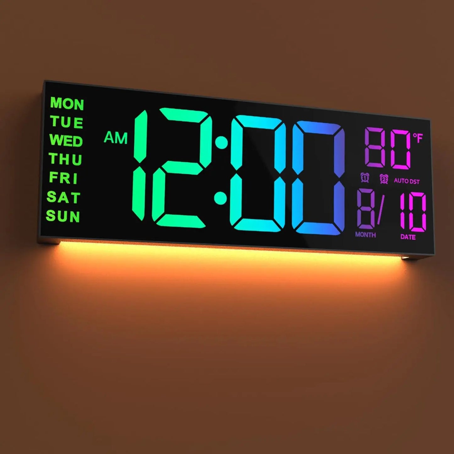 Digital Wall Clock With Remote Alarm Timer Temperature Auto DST LED Display