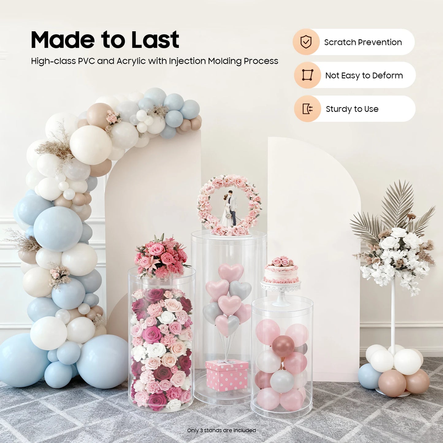 Bymaocar Deluxe Transparent Cylinder Display Stands For Spectacular Wedding Decor