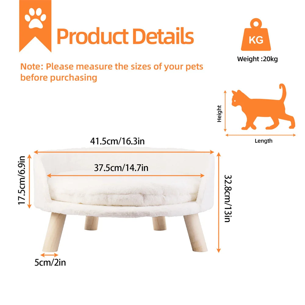 BORWART Elevated Dog Cat Sofa Bed With Removable Cushion