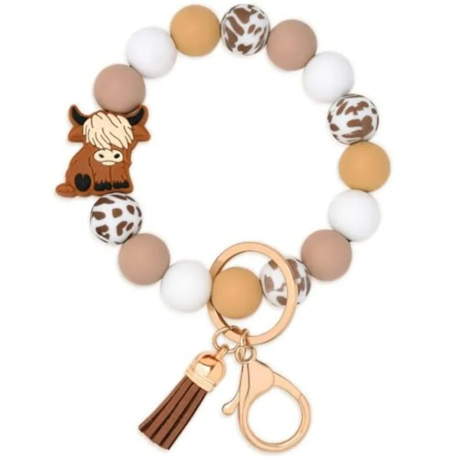 Silicone Beaded Keychain Wristlet For Women And Girls