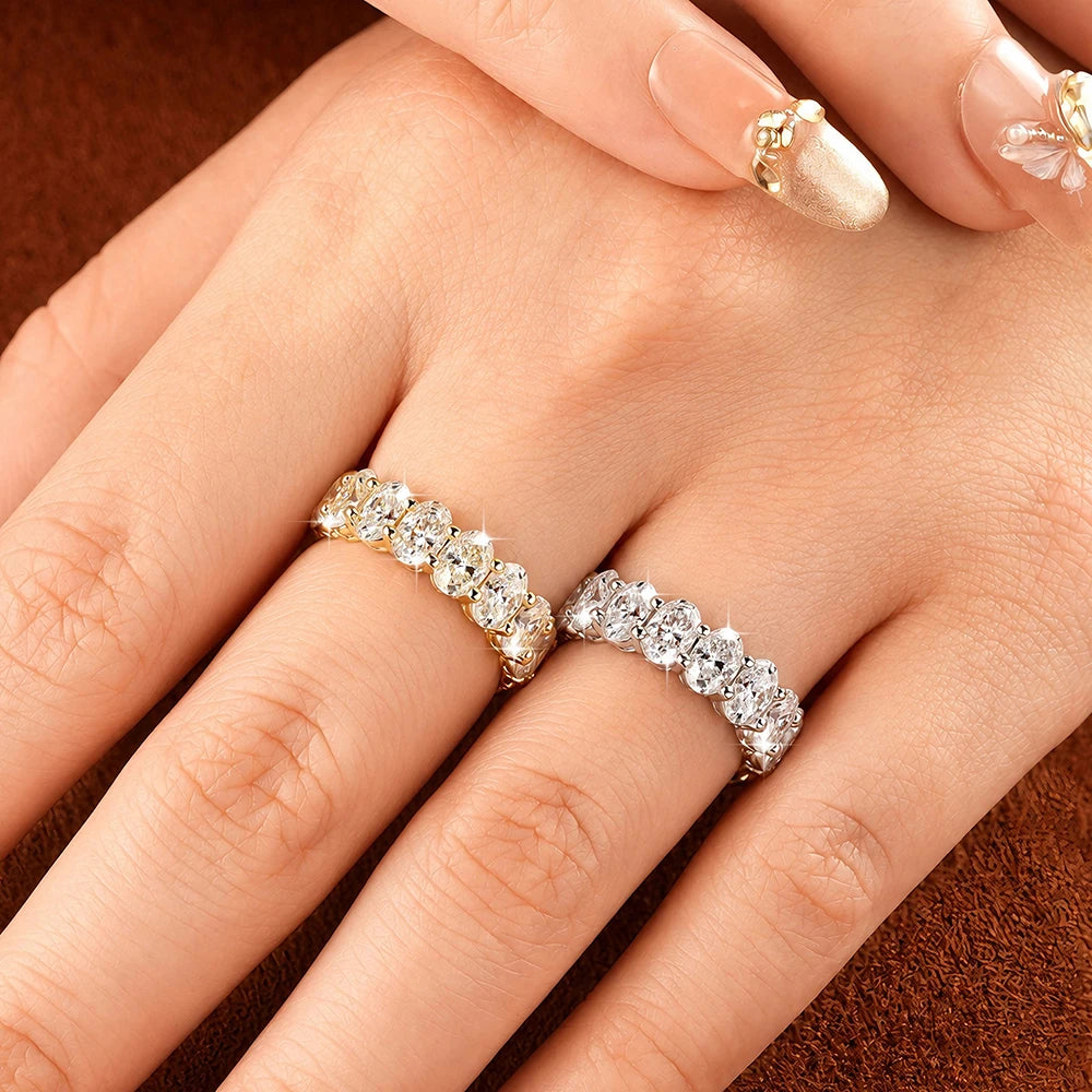 Oxtao 14K Gold Filled Certified Moissanite Eternity Ring