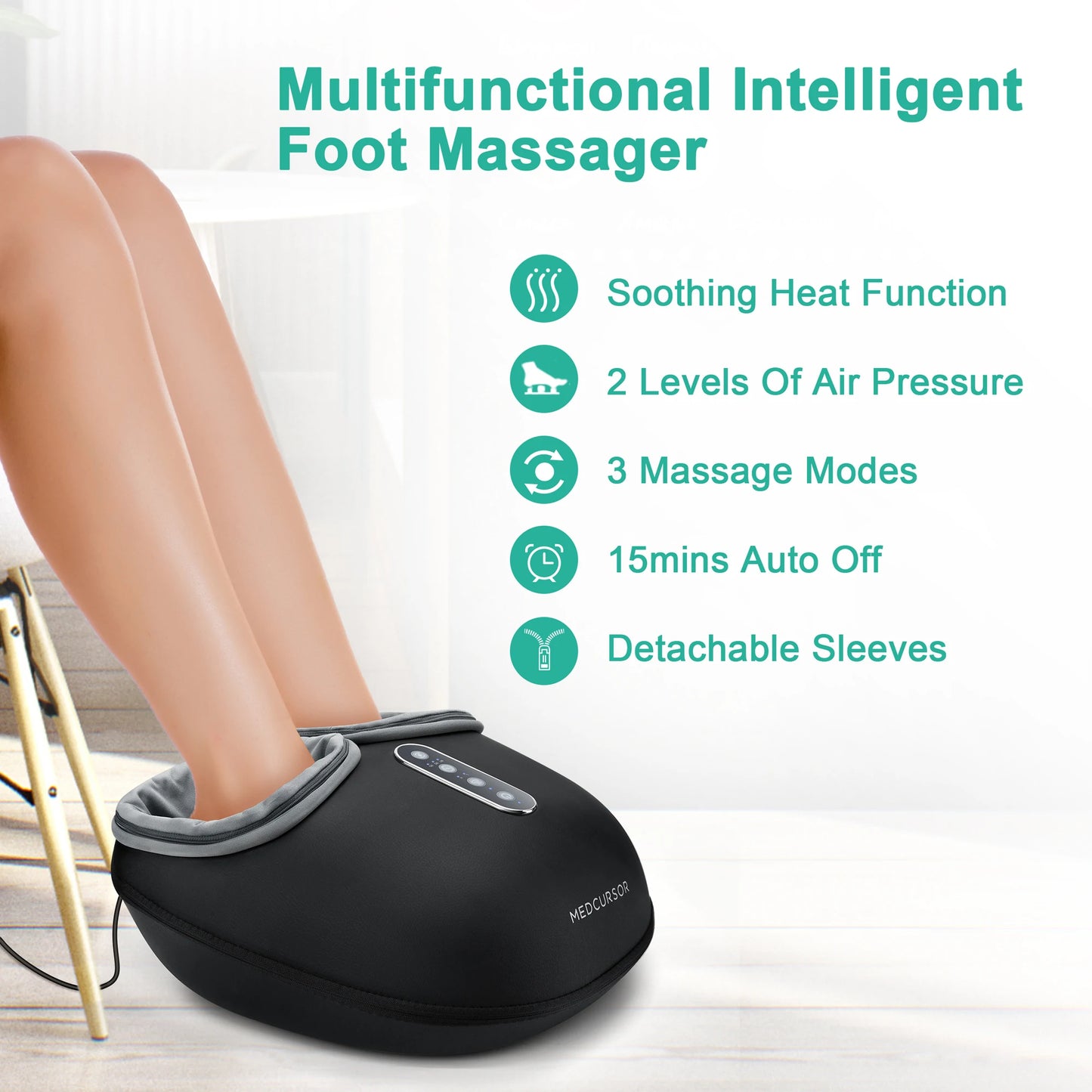 Medcursor Shiatsu Foot Massager Machine With Heat Roller For Muscle Relaxation And Pain Relief Fully Wrapped Foot Massage