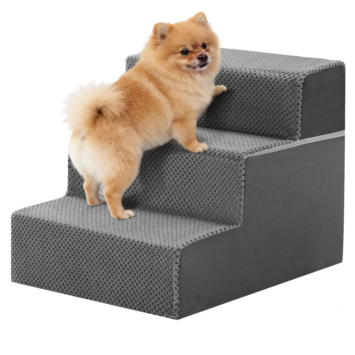 JHK Curved Foam Dog Stairs Ramp With Non Slip Steps