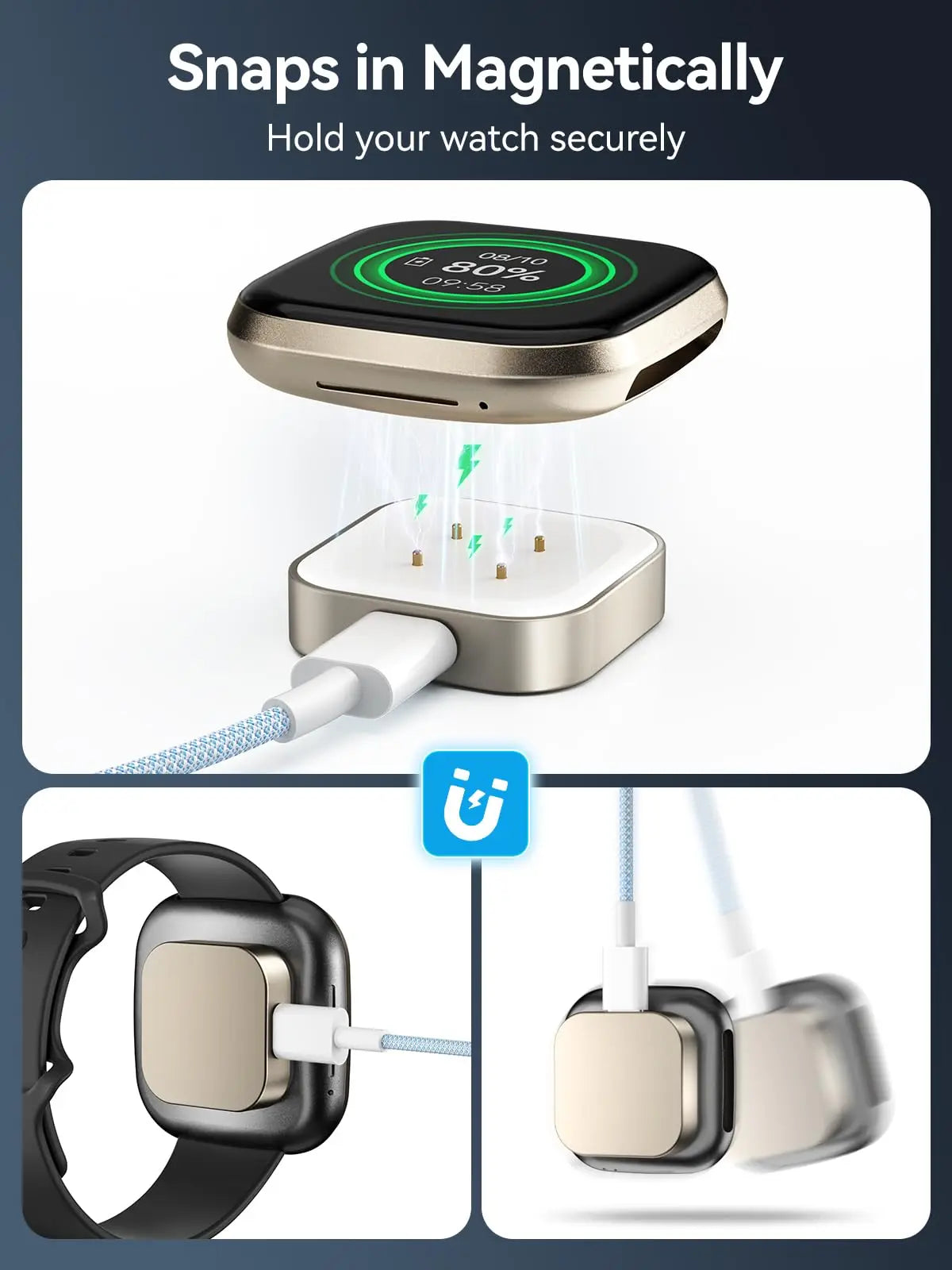 NEWDERY Braided USB C Charger Cable Pixel Watch 2 Fitbit