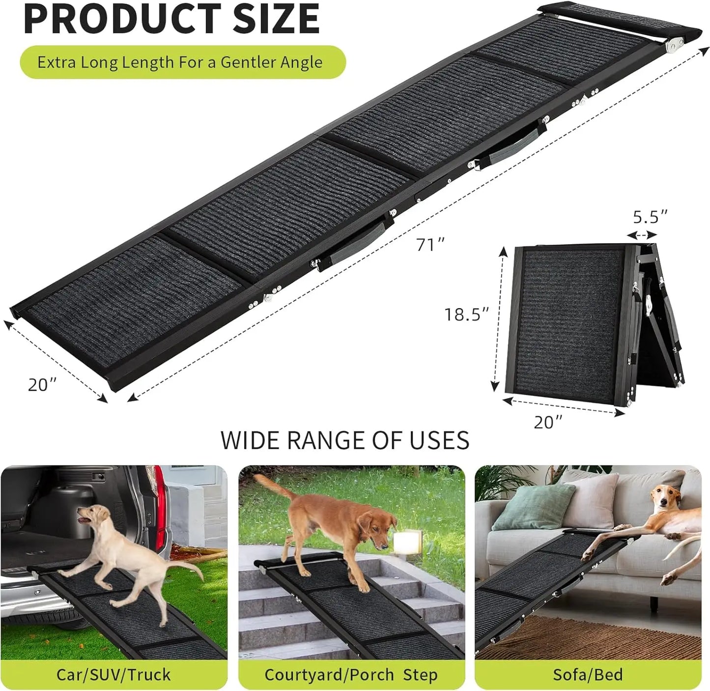HiMISSDog Dog Ramp for Car Folding Pet Steps