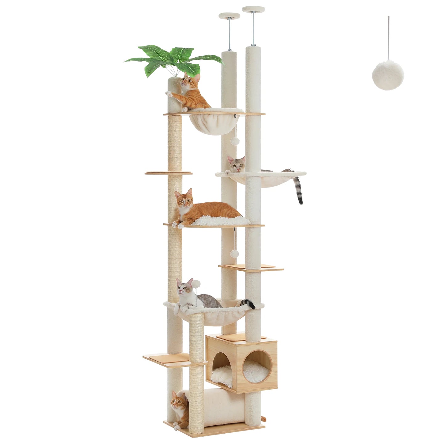 PAWZ Road Adjustable Wooden Cat Tree With Sisal Posts