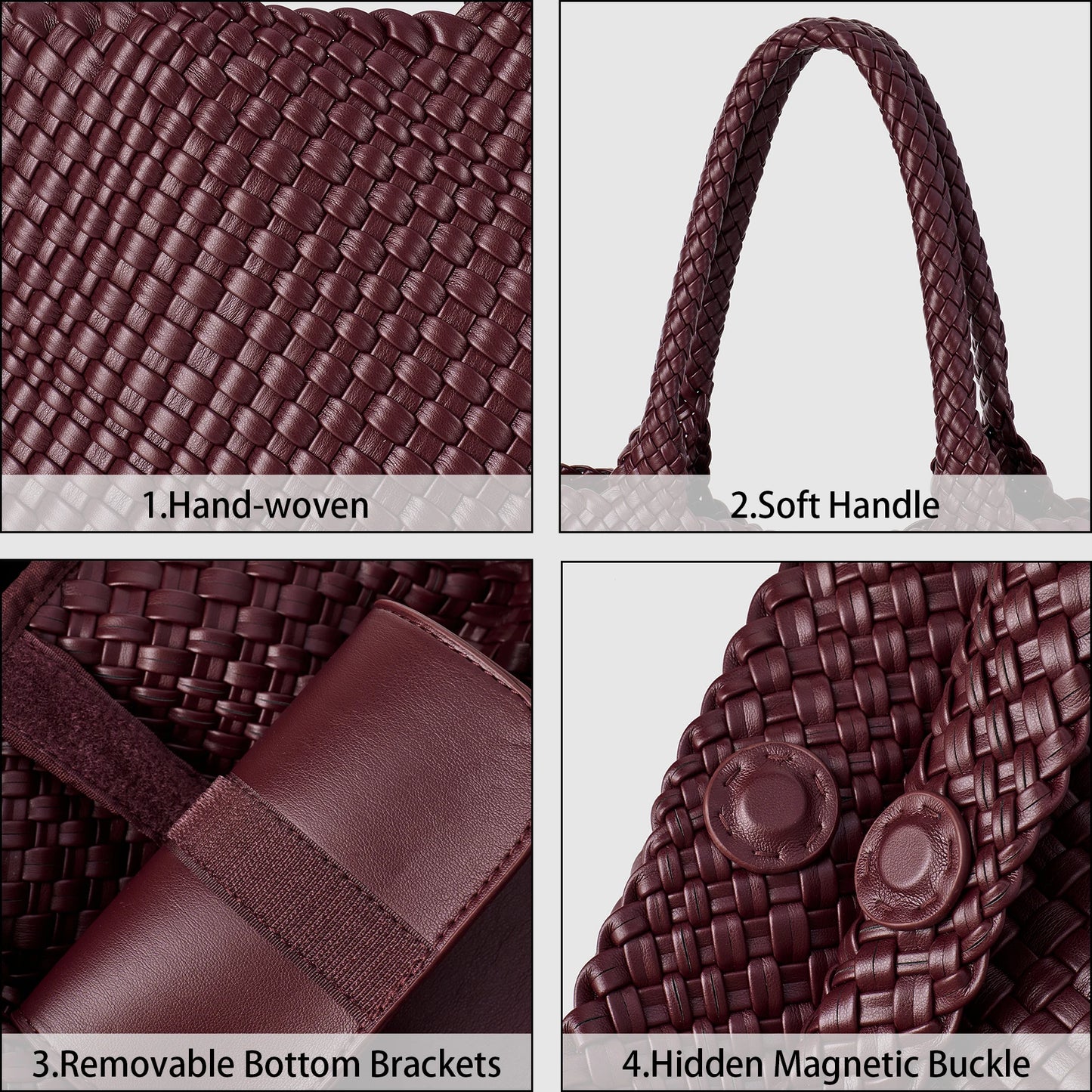 Woven Tote Bag For Women Handmade Soft Braided Purse