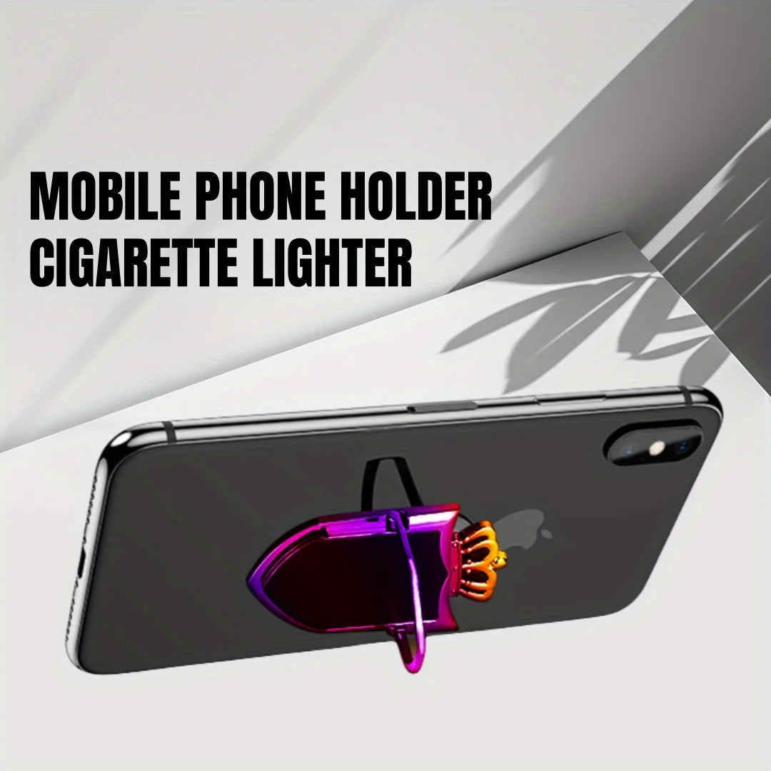 TopFlames Crown Shaped Electronic Lighter With Phone Stand USB Fast Charging