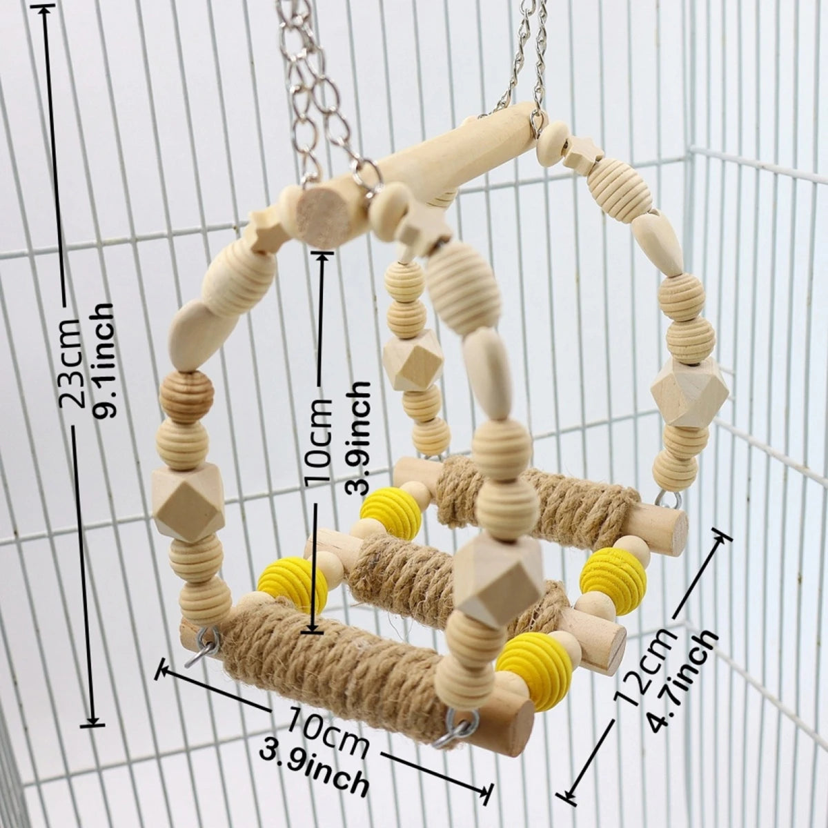 Wooden Bird Swing Perch With Hanging Toys Parrots Budgies Lovebirds