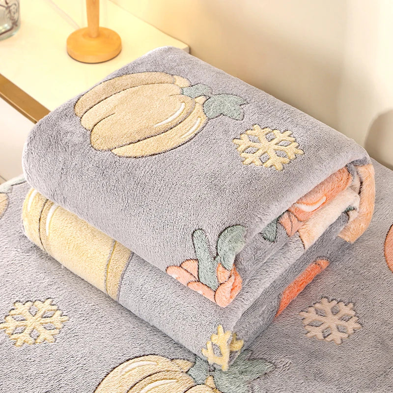 Floral Style Warm Bedspread Fleece Blanket For Sofa And Bed