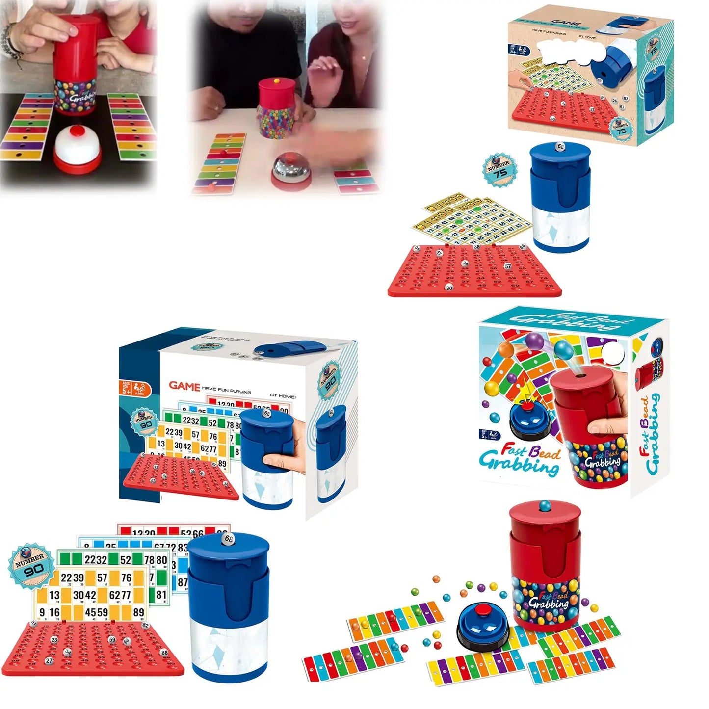 Generic Color Line Bead Grabbing Board Game For Two Players - Sensory Fun With 90 Beads 6 Code Cards And 1 Bell
