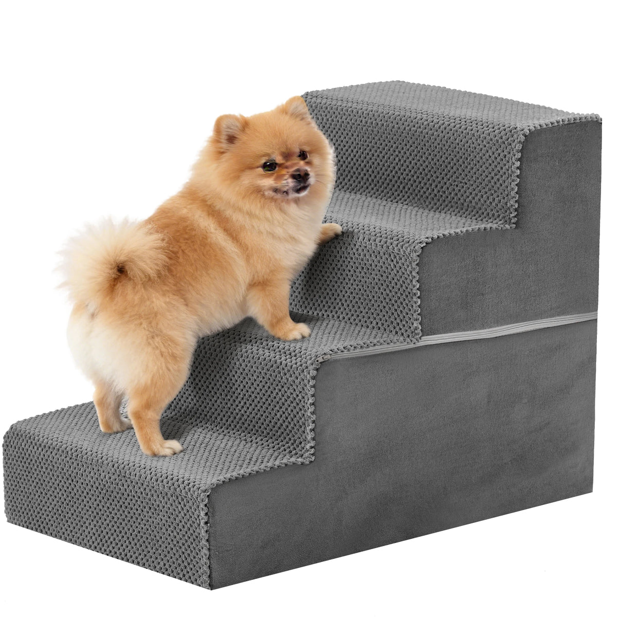 JHK Curved Foam Dog Stairs Ramp With Non Slip Steps