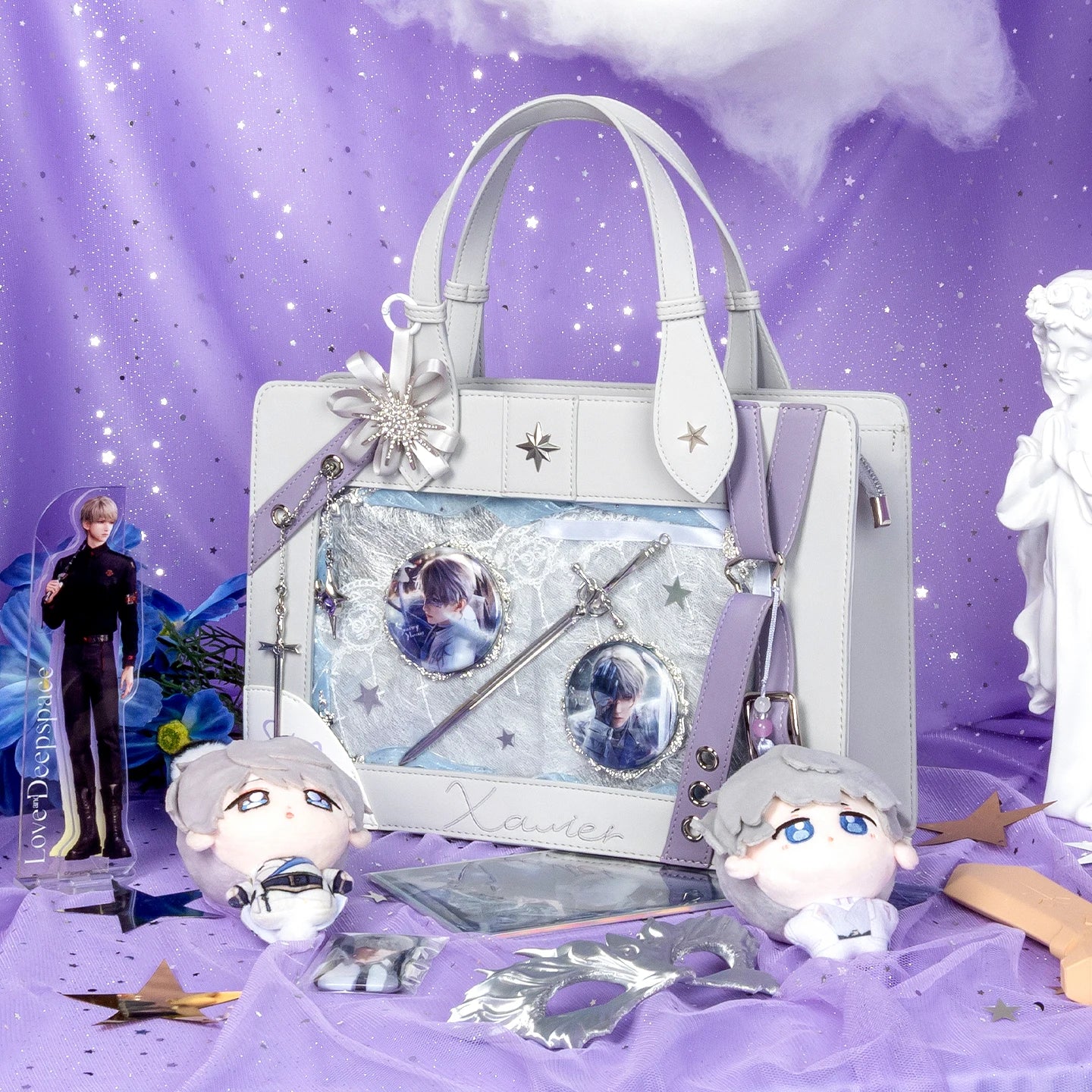 Kabaqoo Trendy Star Ita Bag Transparent Pocket Crossbody