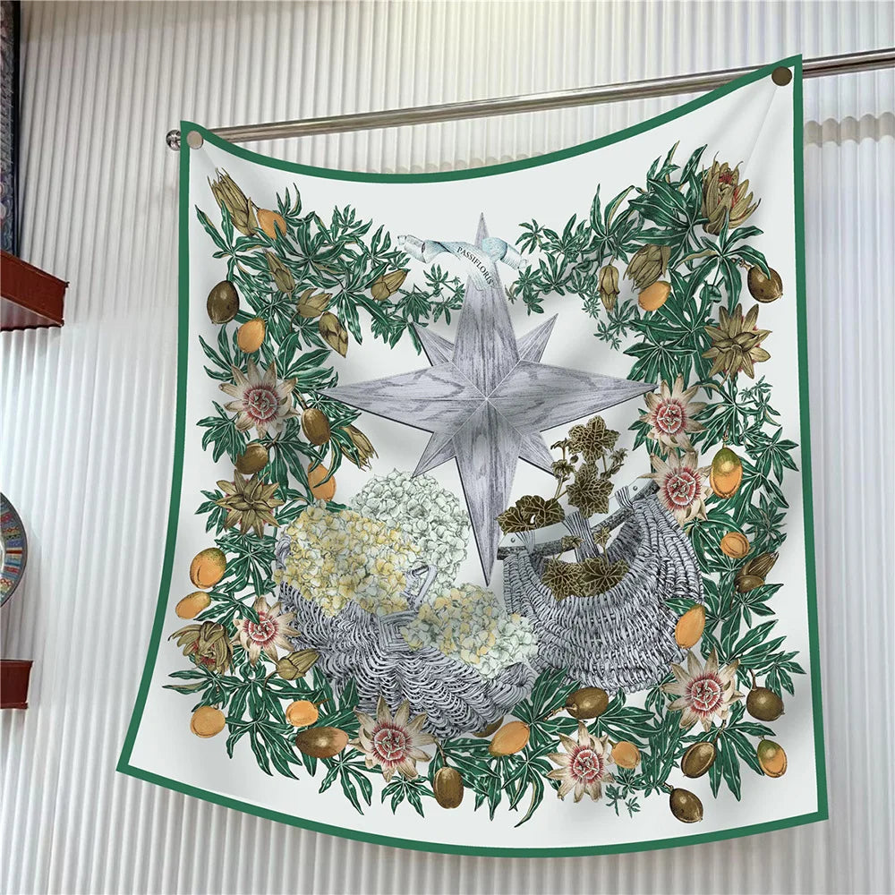 Elegant Silk Floral Square Scarf for Women Hijab Shawl Accessory