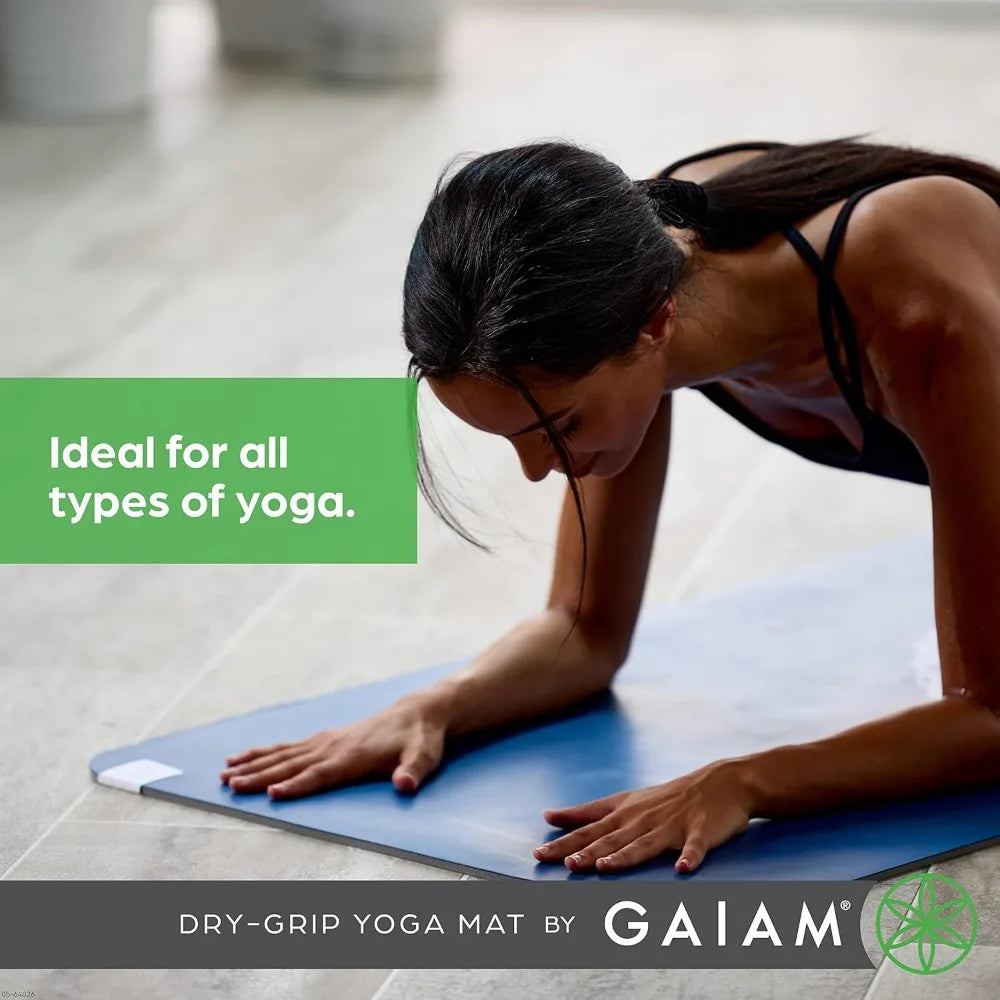 Gaiam Dry-Grip Yoga Mat Non-Slip for Standard or Hot Yoga
