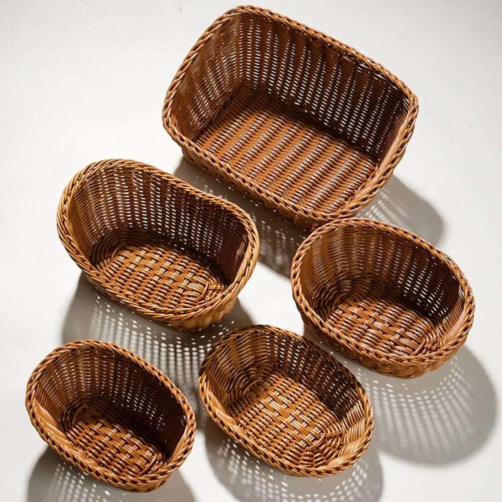 Handwoven Plastic Storage Basket For Kitchen And Home Organization