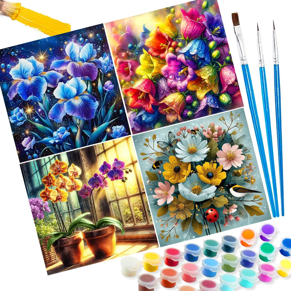 Flower Paint By Number Kit For Adults Hand Painted On Canvas Valentines Gift