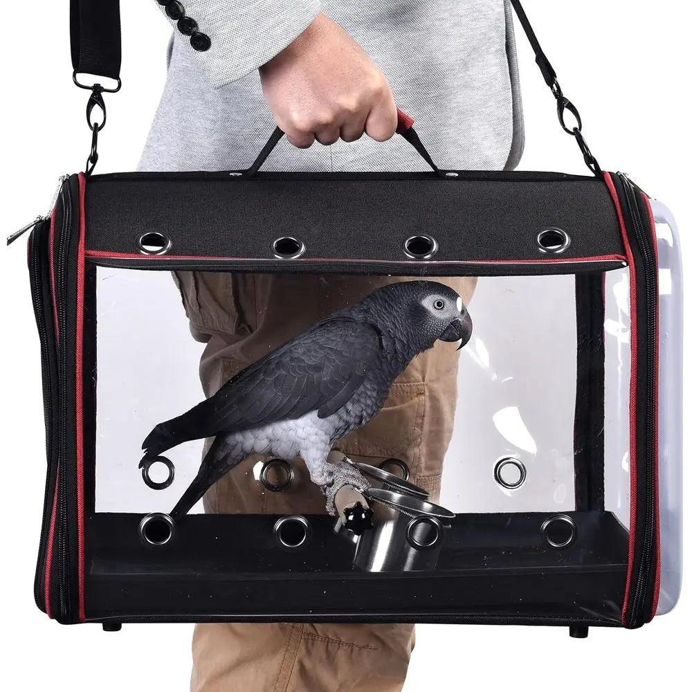 Lightweight Bird Travel Cage With Parrot Feeder Cups And Perch