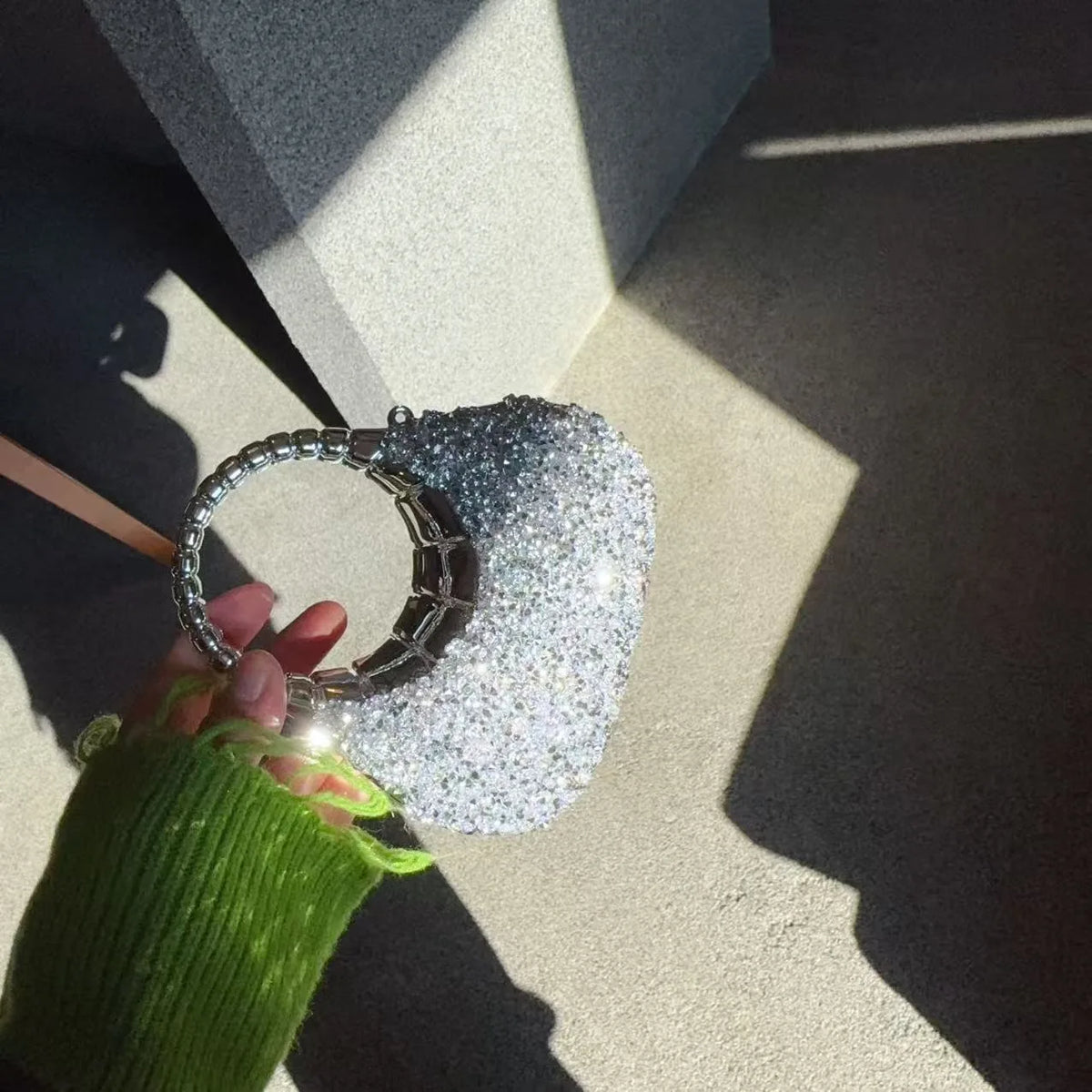Heart Shaped Sequined Evening Clutch Bag For Party Weddings