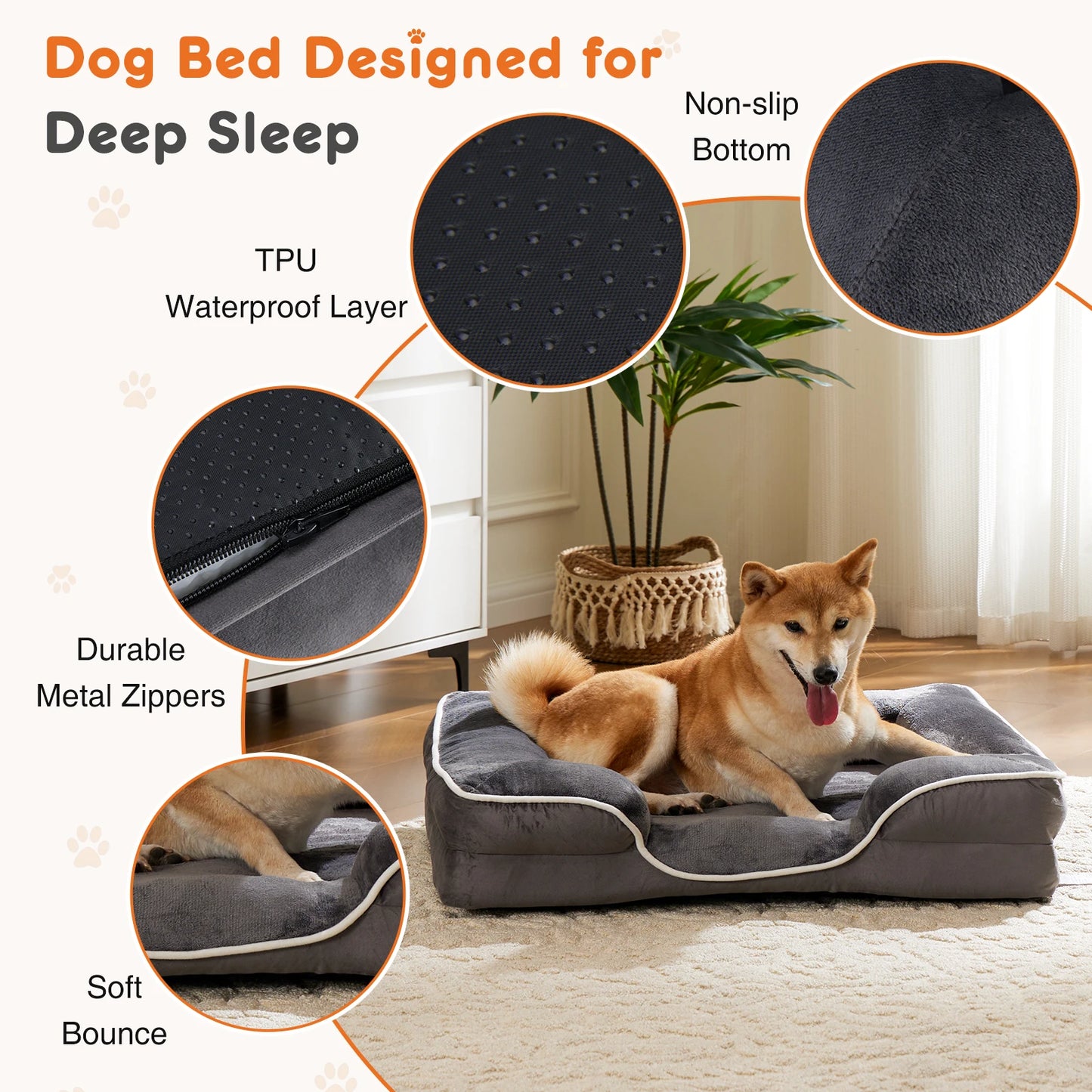 JHK Orthopedic Dog Bed Memory Foam for Small Pets Comfort
