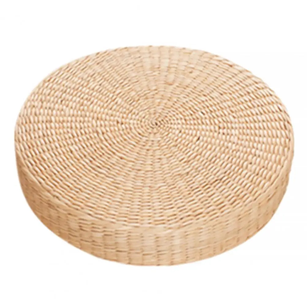 Round Tatami Cushion Handmade Straw Weave Floor Pillow For Meditation Yoga