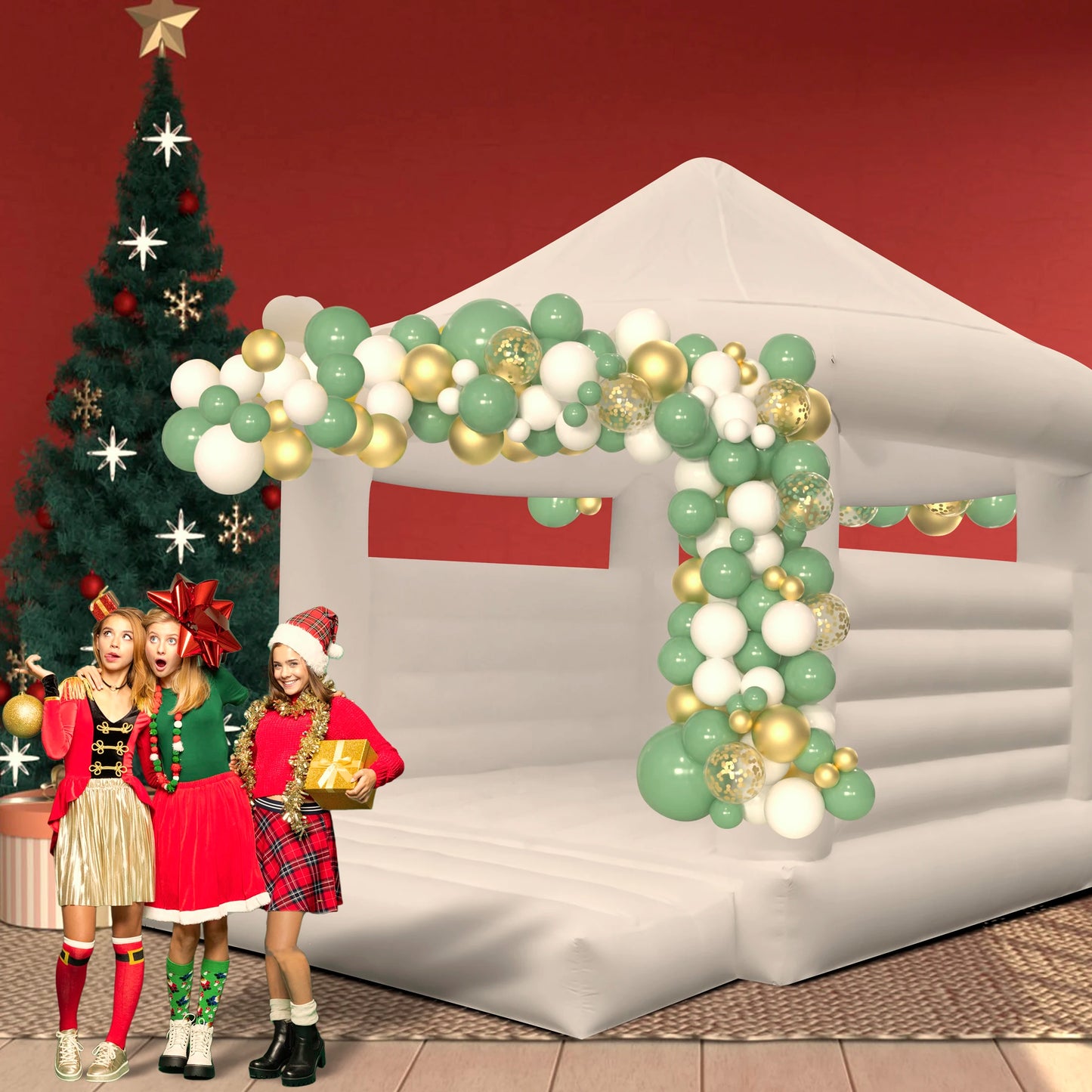 King Inflatable 14ft Commercial White Trampoline Castle For Kids - Durable PVC Build For Safe Play