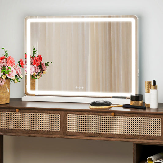 JHK LED Vanity Mirror With Lights Aluminum Frame Dimmable 3 Color Modes - Smart Memory Function