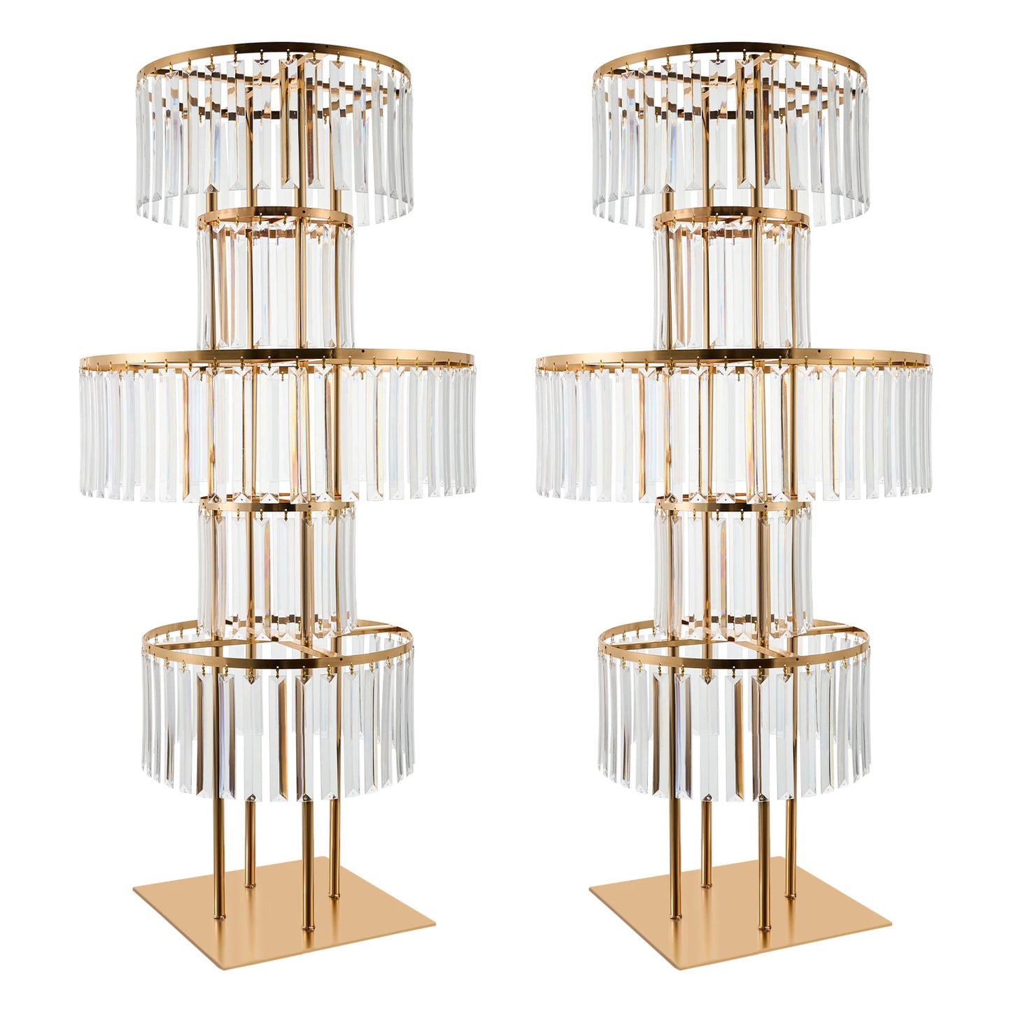 NONECN 5 Tier Crystal Flower Stand Wedding Centerpieces Crystal Vases