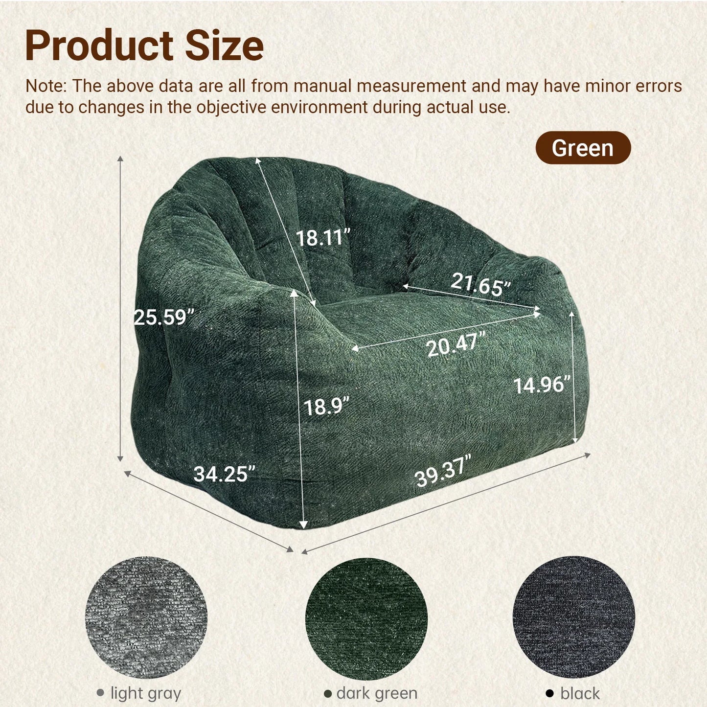 Adult Bean Bag Chair With Rabbit Fur Fabric And Memory Foam Reading Chair