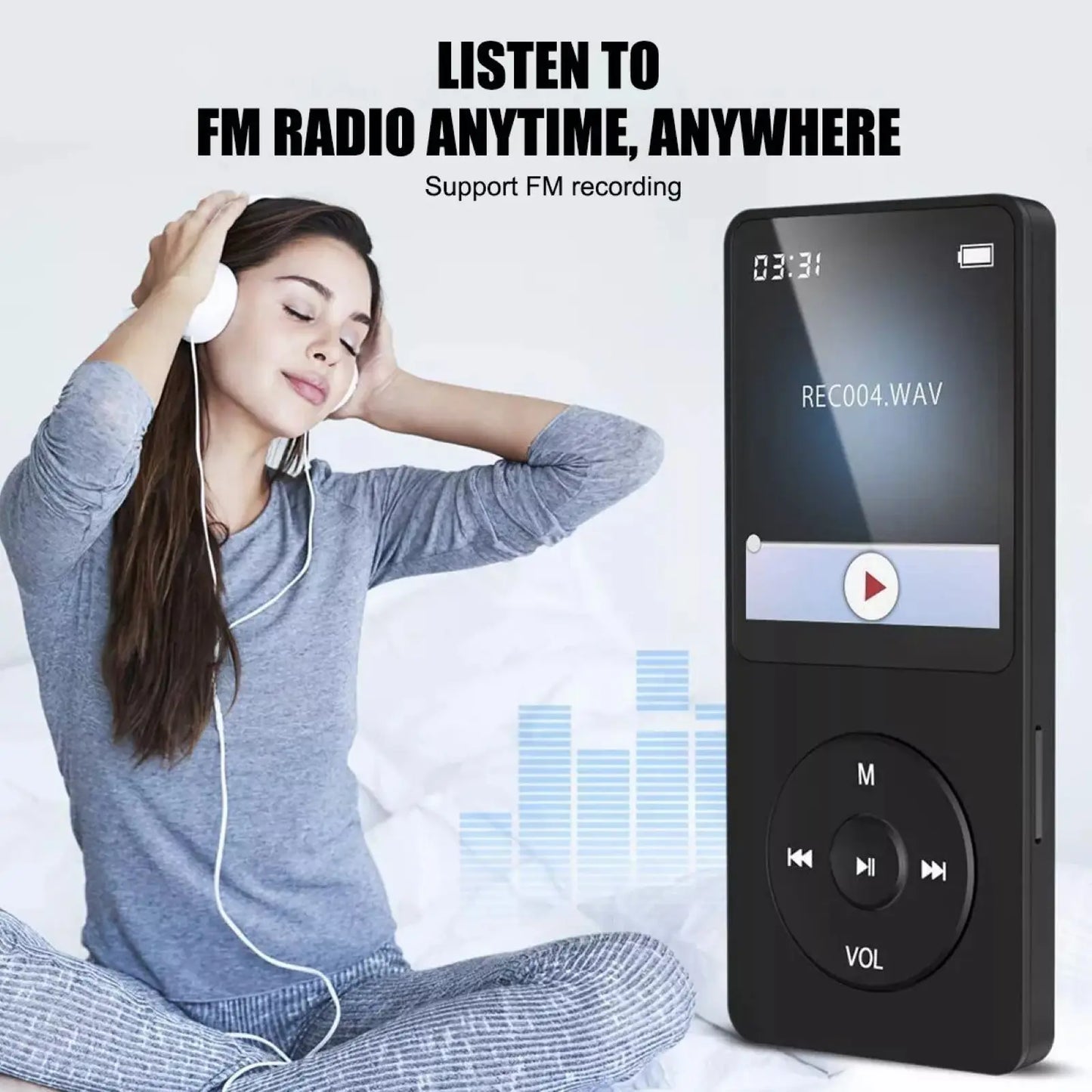 Portable Bluetooth 5.0 HiFi MP3 Player FM Radio Voice Recorder