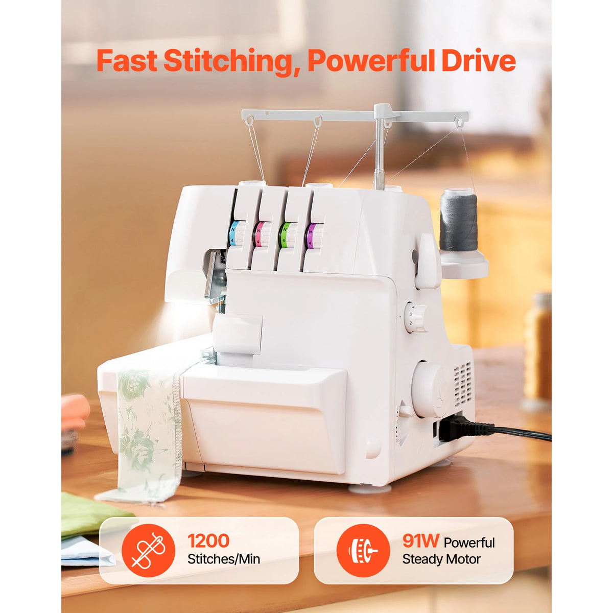 SucceBuy Serger Overlock Sewing Machine 2 3 4 Thread Capability