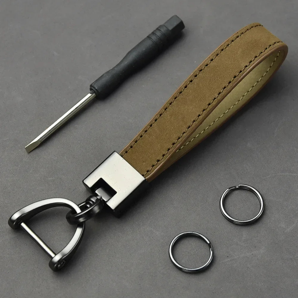 Omuda PremiumGrade GenuineLeather CarKey Chain With ExtraDurable BuckleRing Premium Protection