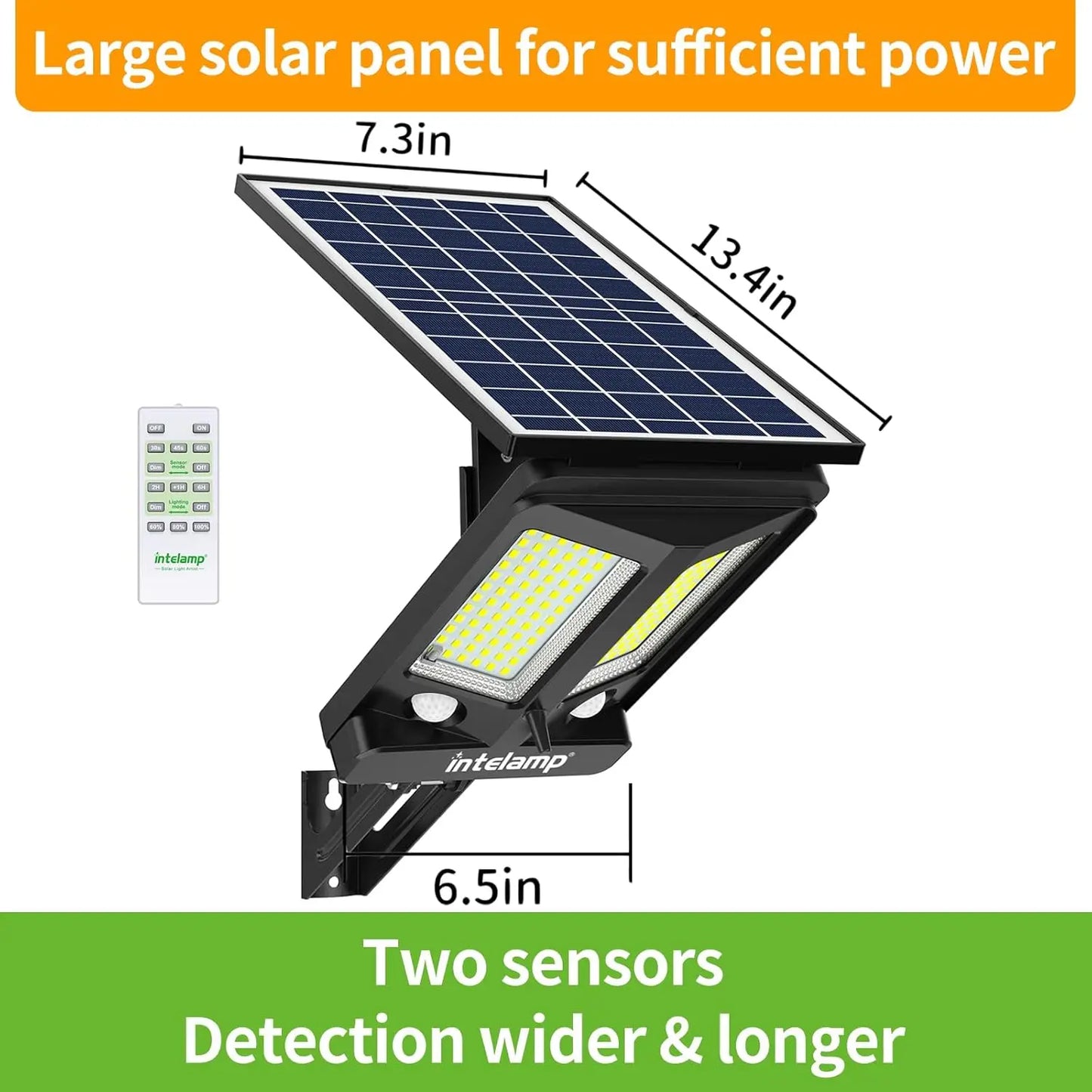 Intelamp 12500 mAh Outdoor Solar Street Light With Dual Motion Sensors