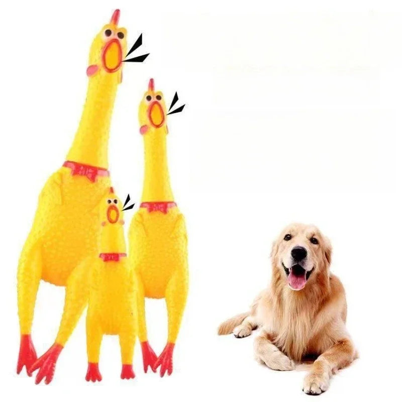 DKSTINYE Squeaky Chicken Dog Toy Squeaker Rubber Chew