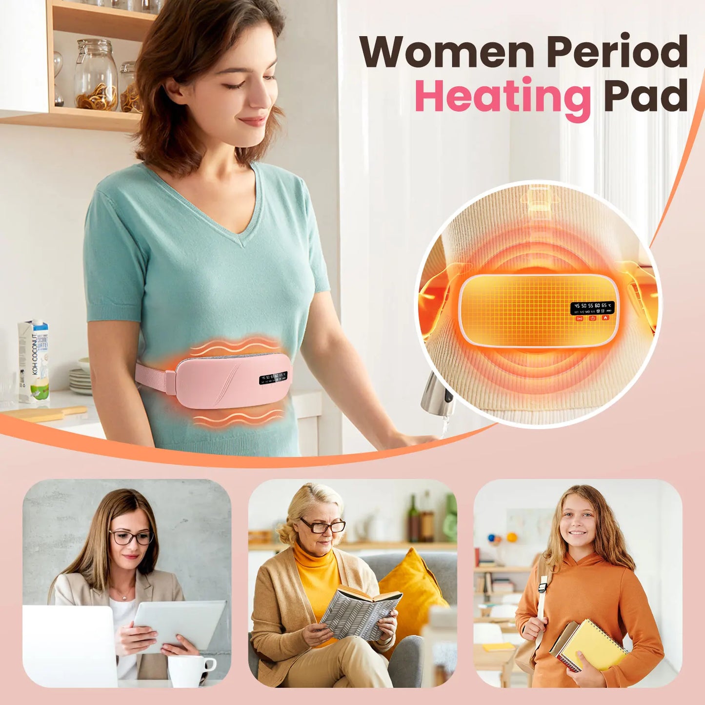 PASTSKY 5 Modes Electric Heating Vibration Waist Massage Belt - Menstrual Cramps Relief
