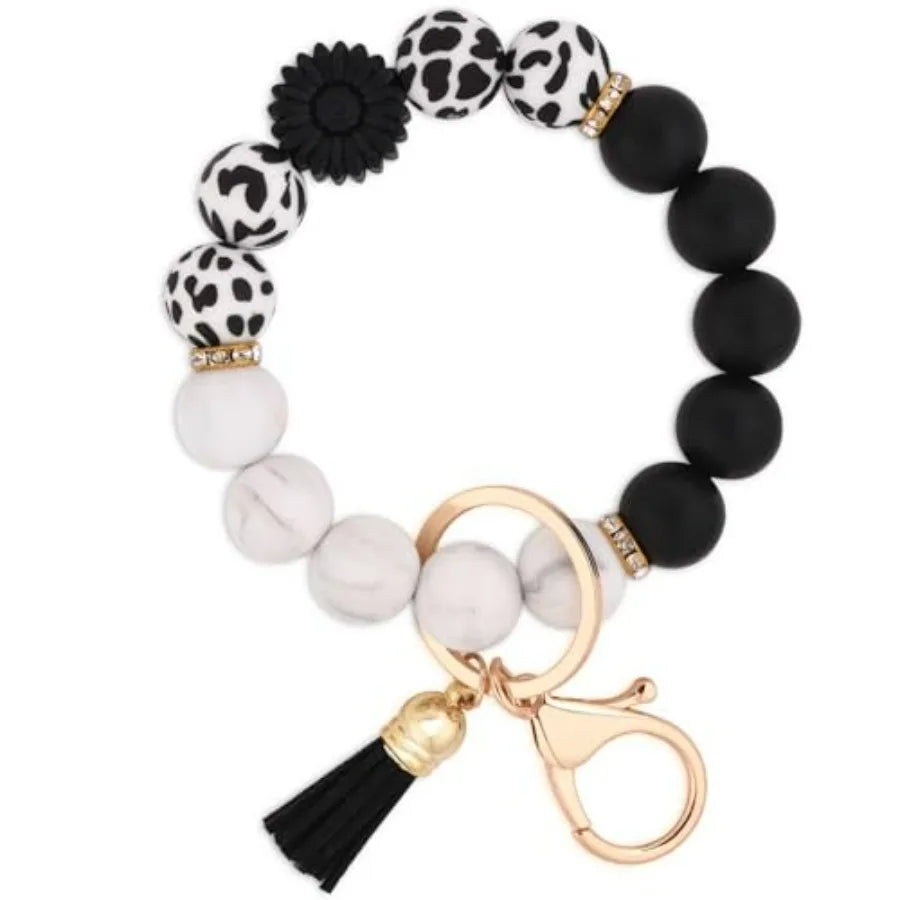 Silicone Beaded Keychain Wristlet For Women And Girls