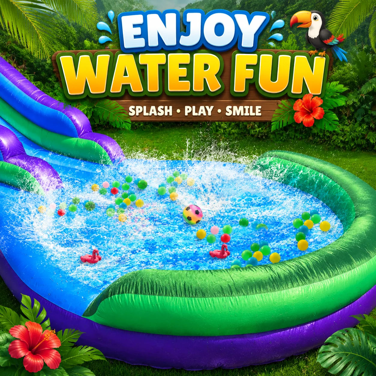 Tropical Rainforest Water Slide Summer Backyard Family Outdoor Inflatable Fun