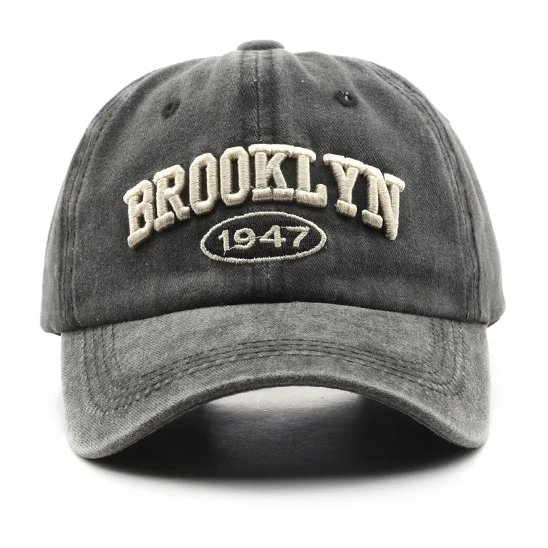 Retro Brooklyn Letter Embroidery Baseball Cap Unisex Cotton Adjustable Hat