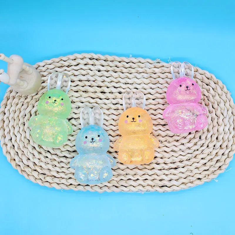 Kids Anti Stress Soft TPR Slow Rebound Sequins Pinch Toy Stress Relief Rabbit