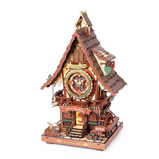 Robotime Rokr 3D Wooden Puzzle Cuckoo Clock Kit Black Forest Style