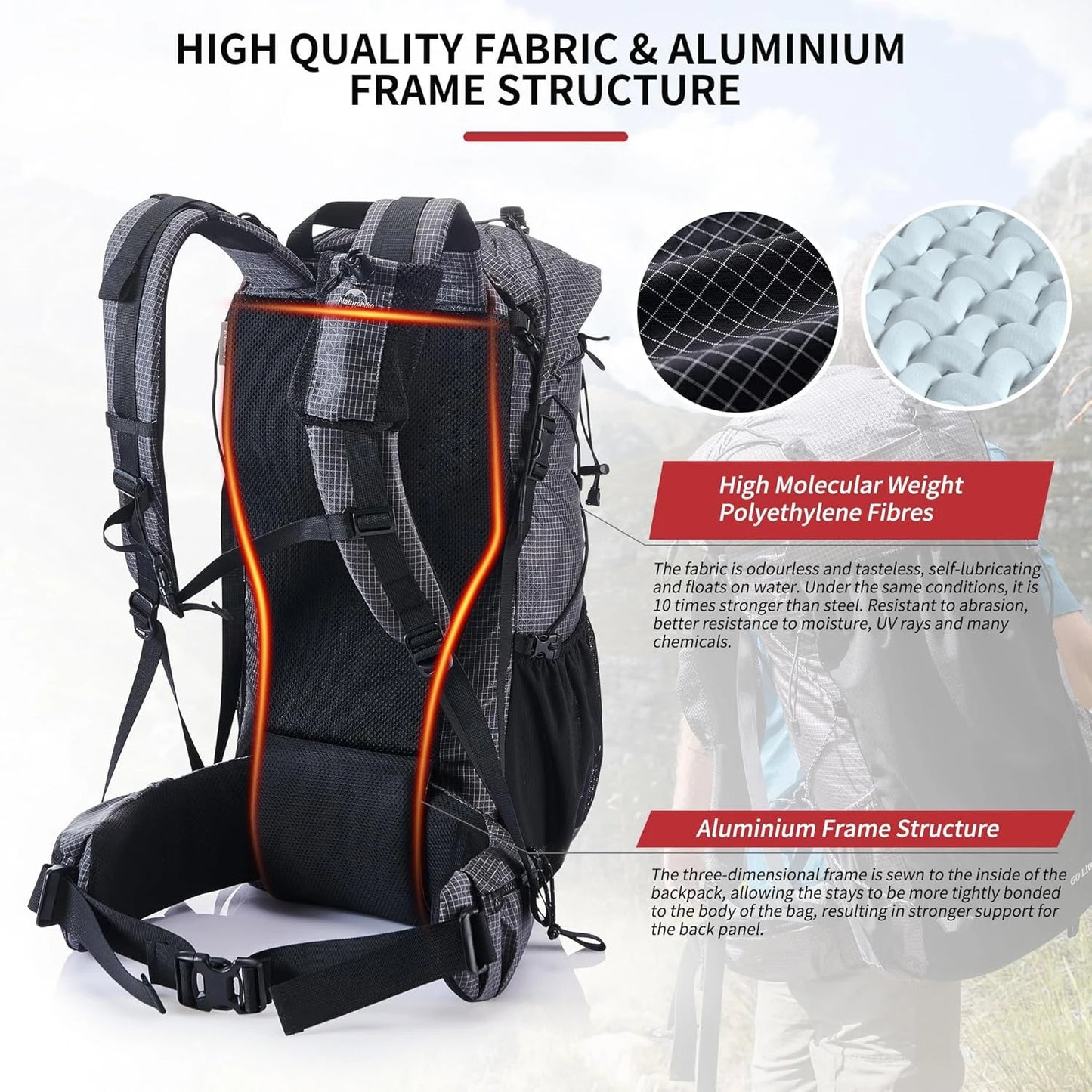 Naturehike Outdoor Hiking Backpack With Rain Cover And Large Capacity