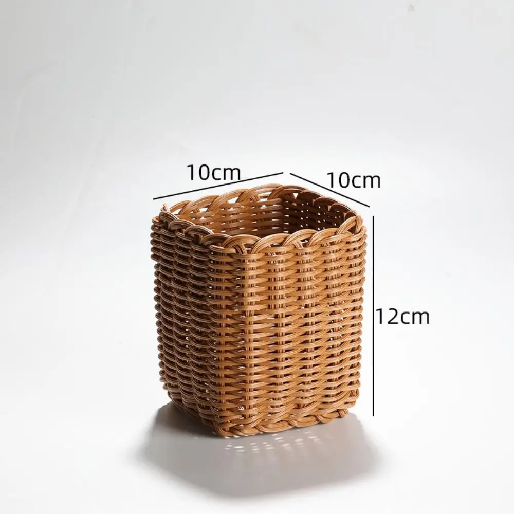 Handwoven Plastic Storage Basket For Kitchen And Home Organization