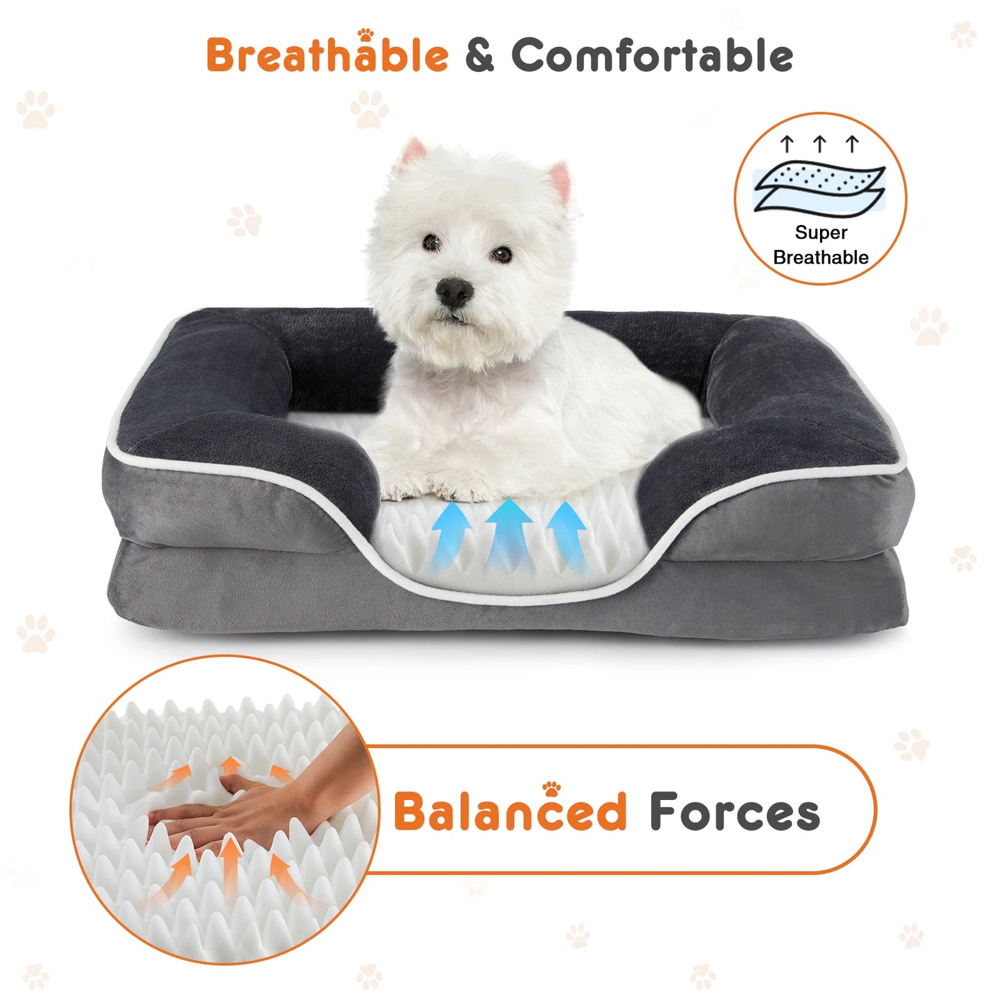 JHK Orthopedic Dog Bed Memory Foam for Small Pets Comfort