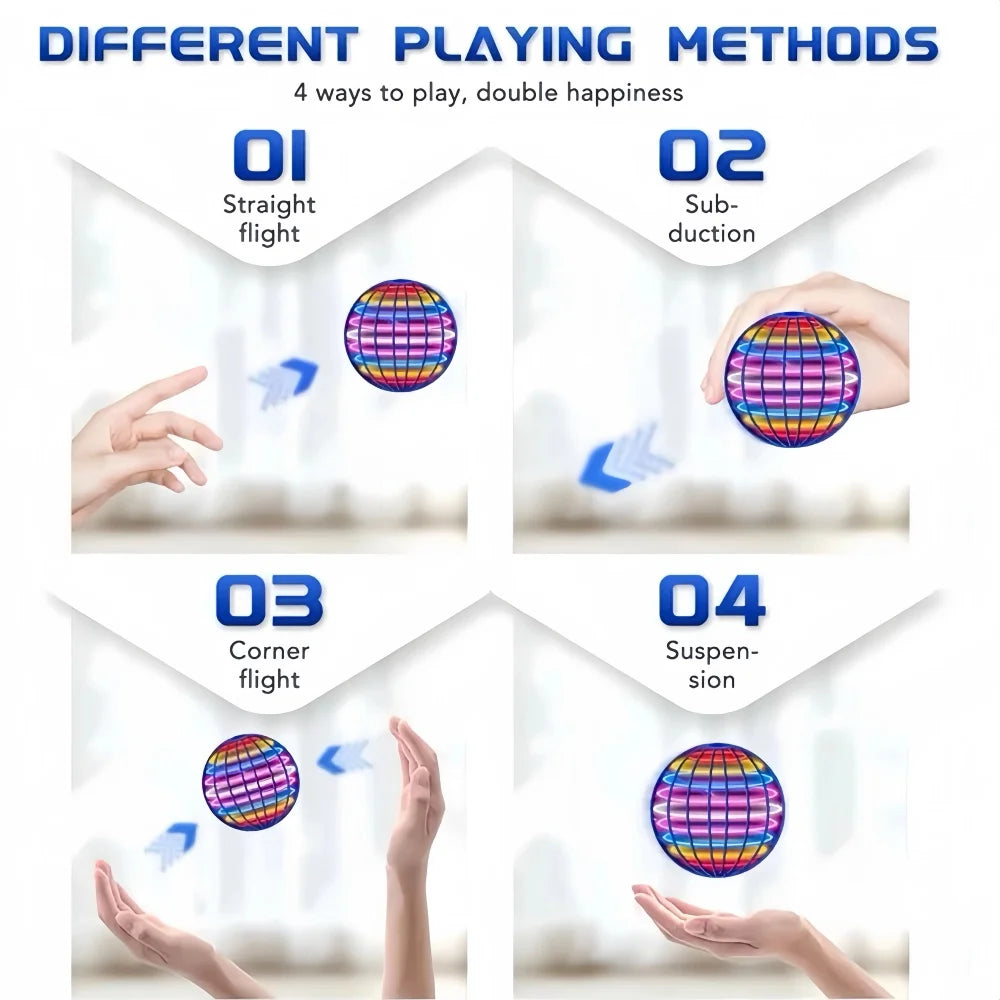 Flying Ball Hand Controlled Color LED Globe 360 Rotation Toy