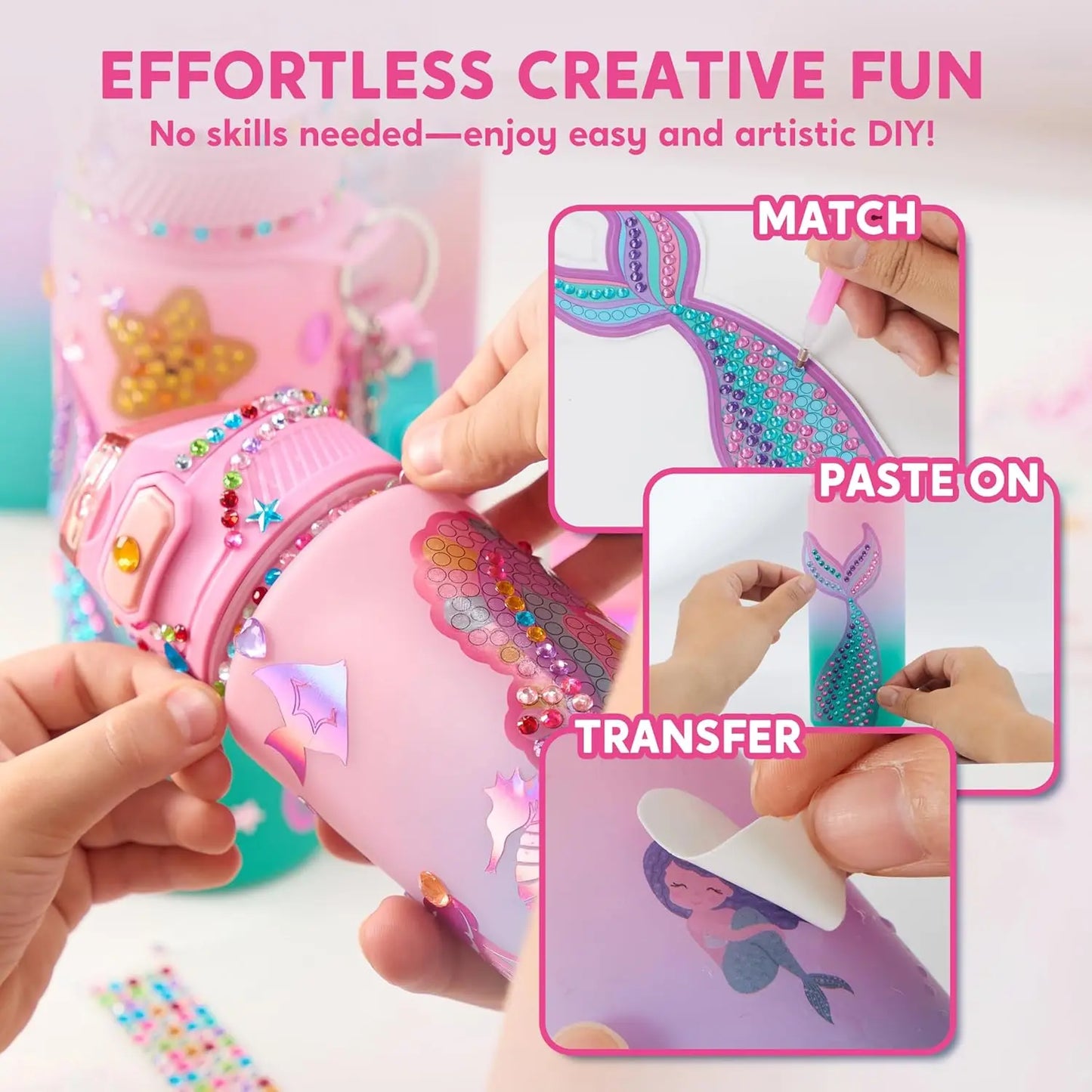 Joyfy Decorate Your Own Water Bottle Kit Mermaid Theme Diamond Painting Crafts For Girls
