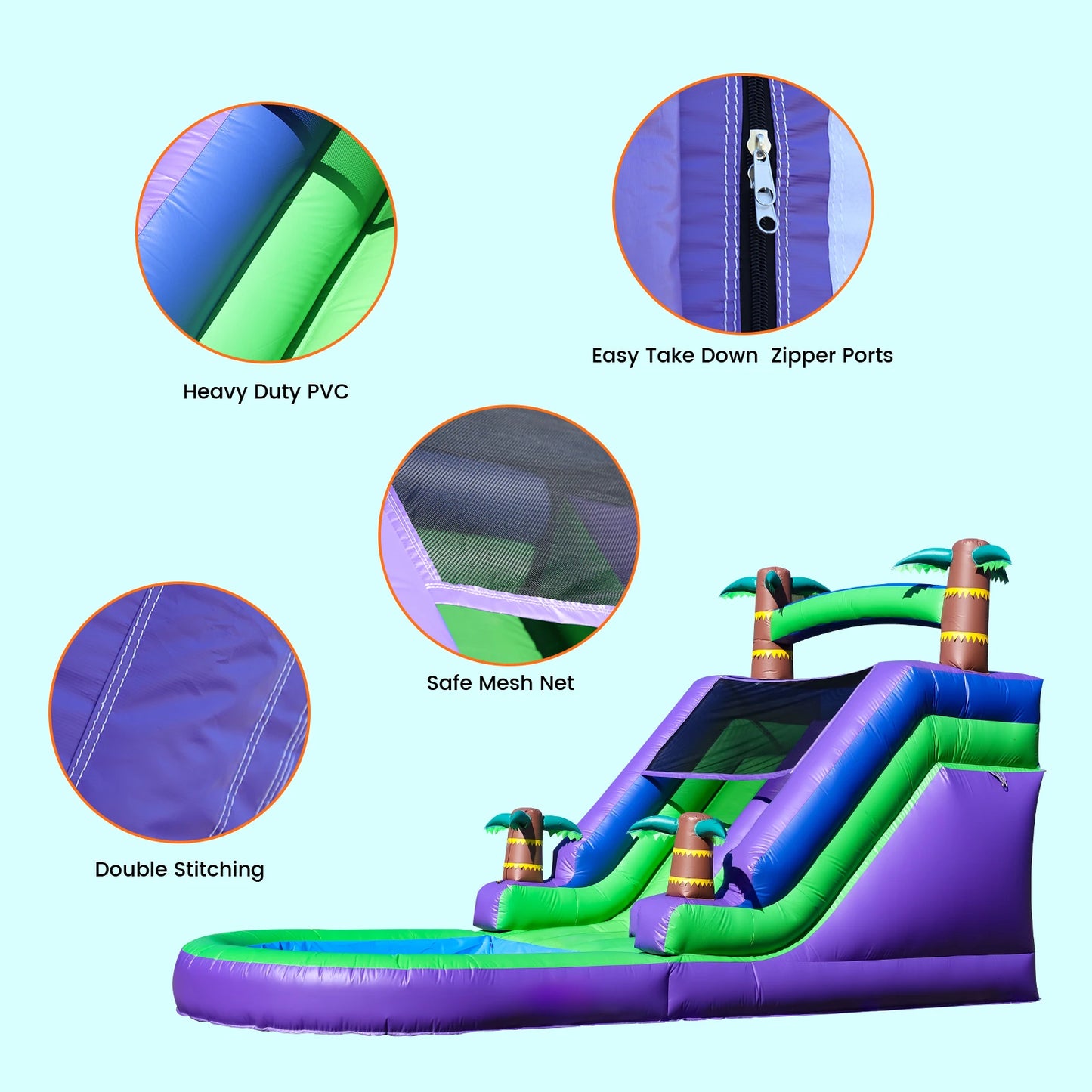 RTS Inflatable Bounce House Tropical Water Slide - Giant Commercial PVC Outdoor Fun For Kids Parties