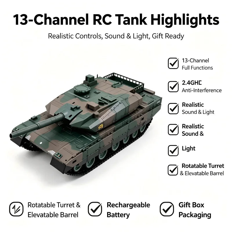 TONGLI RC Battle Tank With Turret Rotation And Sound Effects