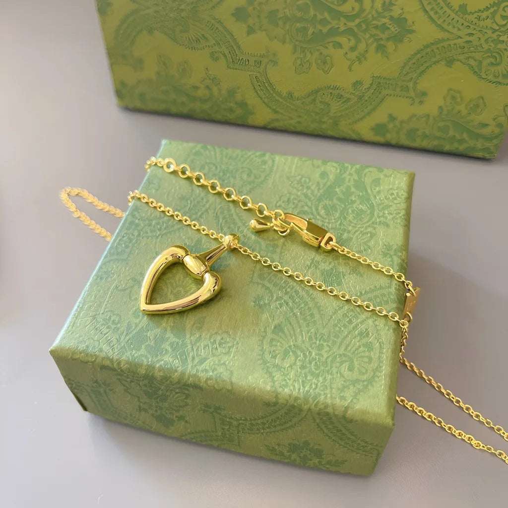 Women Gold Heart Necklace Best Selling Gift for Girlfriend Elegant Fashionable Trendy Chain Style High Quality Solid Daily Wear