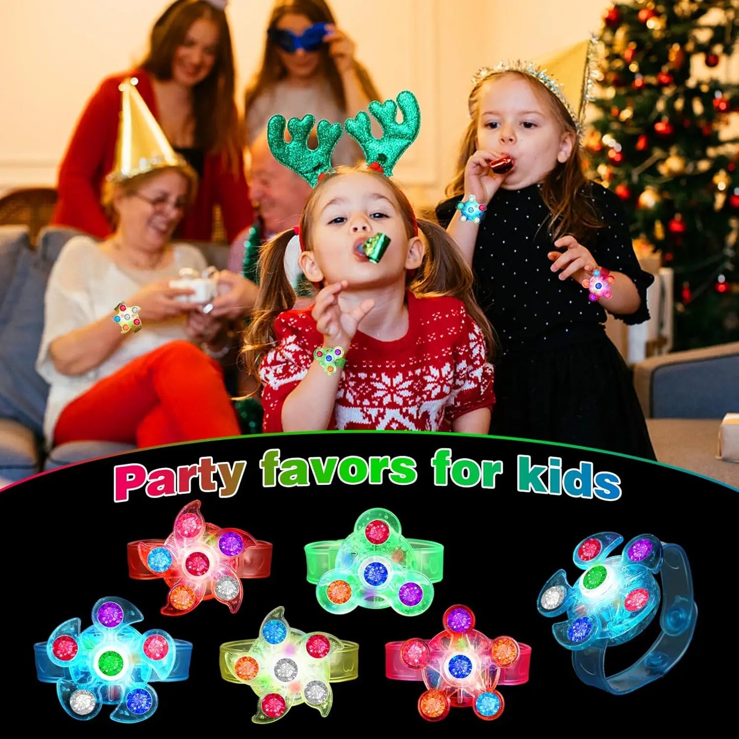 Glow LED Fidget Spinner Bracelets 14 Pack For Kids Parties