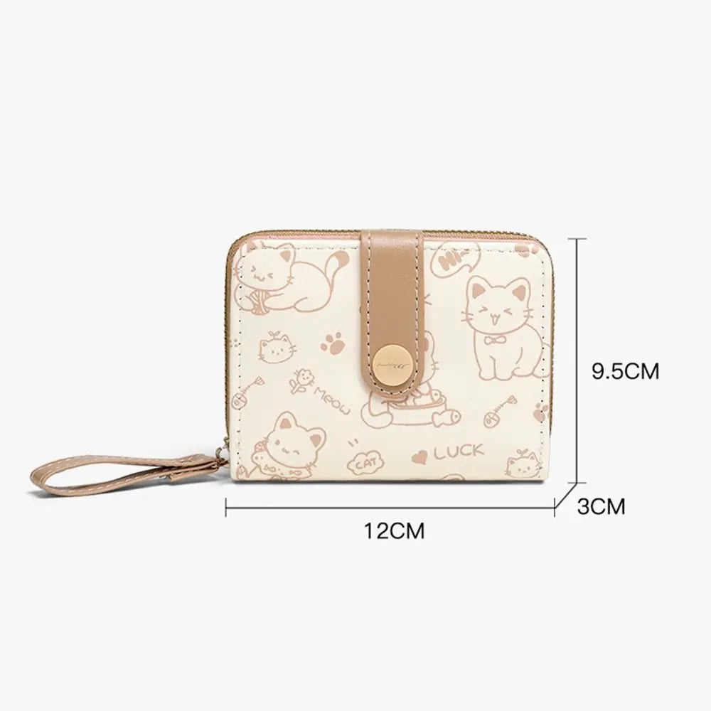 Cute Cat Coin Purse PU Leather Wallet Large Capacity